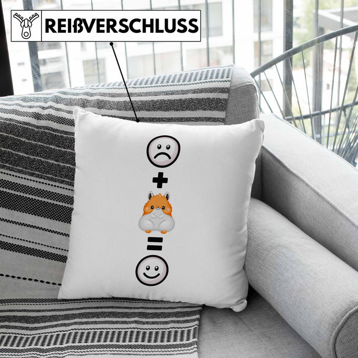 Hamster Kissen mit Füllung 40x40 Geschenk für Hamster Liebhaber Fans Besitzer :( + Hamster = :) Lustige Geschenkidee Geburtstag (Grau) Rosa Trendation