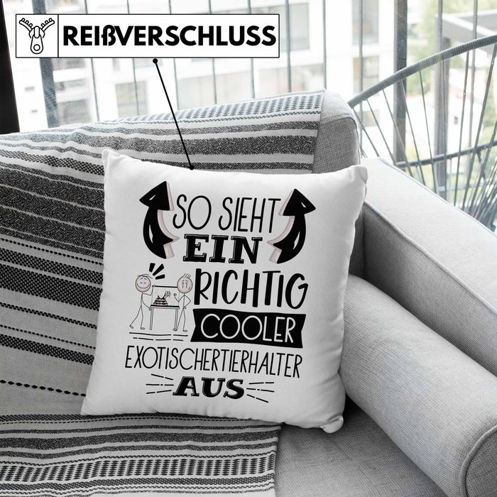 Exotische Tierhalter Kissen mit Füllung 40x40 So Sieht Ein Richtig Cooler Exotische Tierhalter Aus Geschenk Lustiger Spruch Geschenkidee (Grau) Blau Trendation