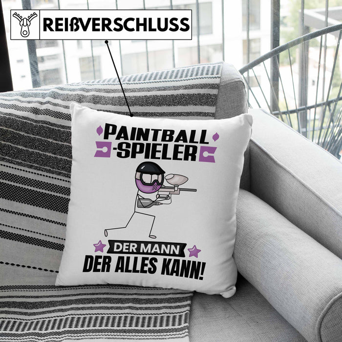 Paintballspieler Kissen mit Füllung 40x40 Geschenk für Paintballspieler Der Mann Der Alles Kann Geschenkidee zum Geburtstag (Grau) Grün Trendation