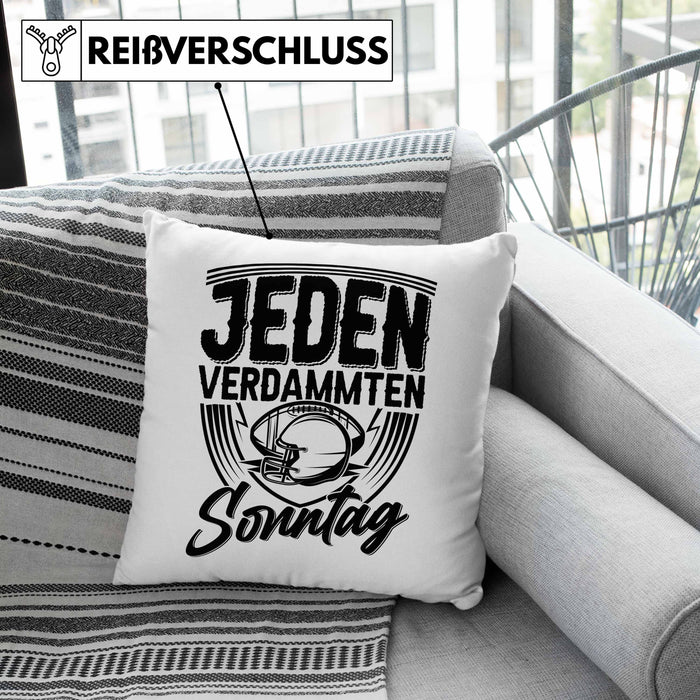 American Football Kissen mit Füllung 40x40 Geschenk Jeden verdammten Sonntag American Football-Spieler Geschenkidee (Grau) Rosa Trendation