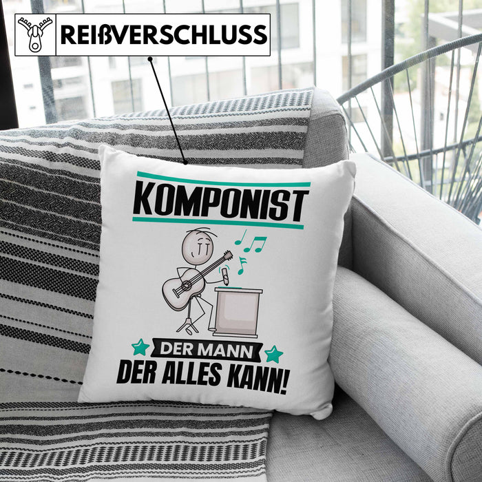 Komponist Kissen mit Füllung 40x40 Geschenk für Komponist Der Mann Der Alles Kann Geschenkidee zum Geburtstag (Grau) Rosa Trendation