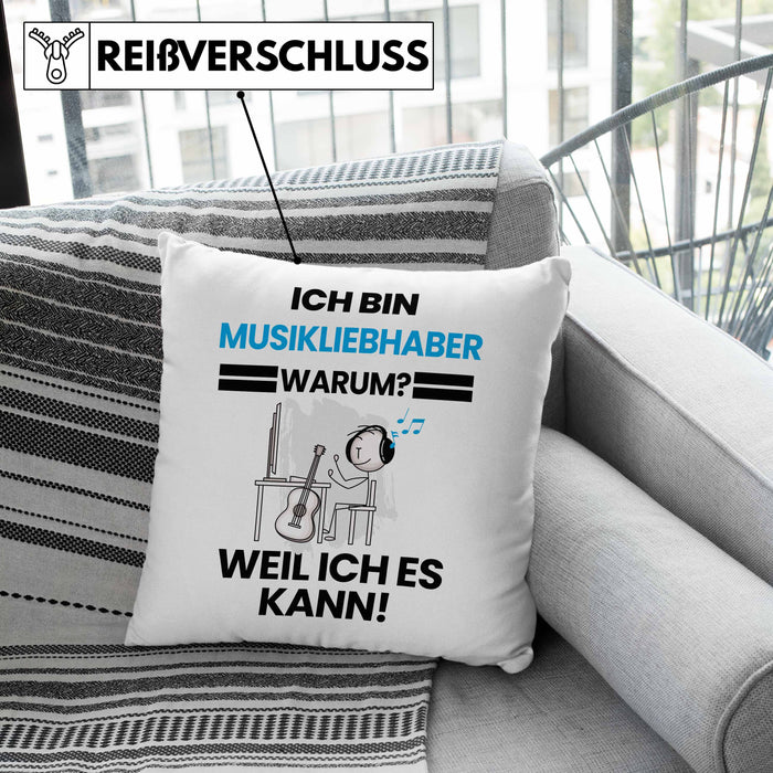 Musikliebhaber Geschenk Kissen mit Füllung 40x40 Lustiger Spruch Ich Bin Musikliebhaber Warum Weil Ich Es Kann Geschenkidee Bester Musikliebhaber Geburtstag (Grau) Rosa Trendation