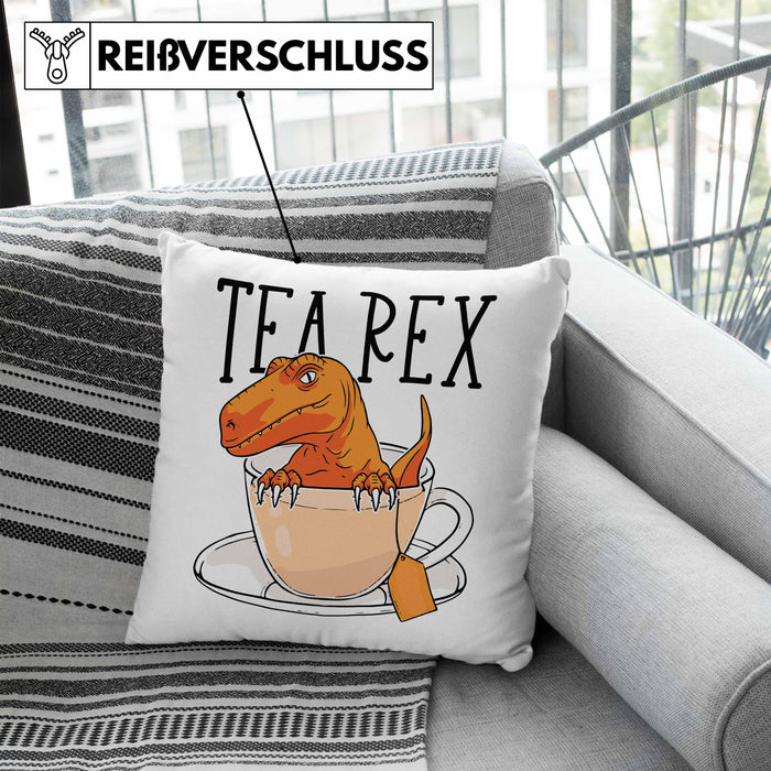 Dinosaurier Kissen mit Füllung 40x40 Geschenk Tea Rex Kissen mit Füllung 40x40 Geschenk Dino T-Rex Geschenk Für Jungs (Grau) Blau Trendation