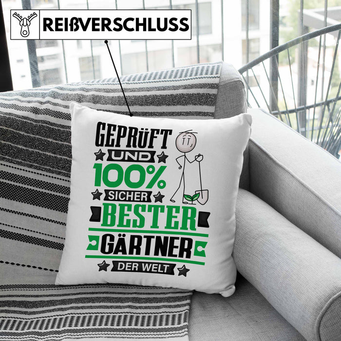 Gärtner Geschenk Lustiger Spruch für Gärtner Geschenkidee Bester Gärtner Der WeltKissen mit Füllung 40x40 (Grau) Rosa Trendation