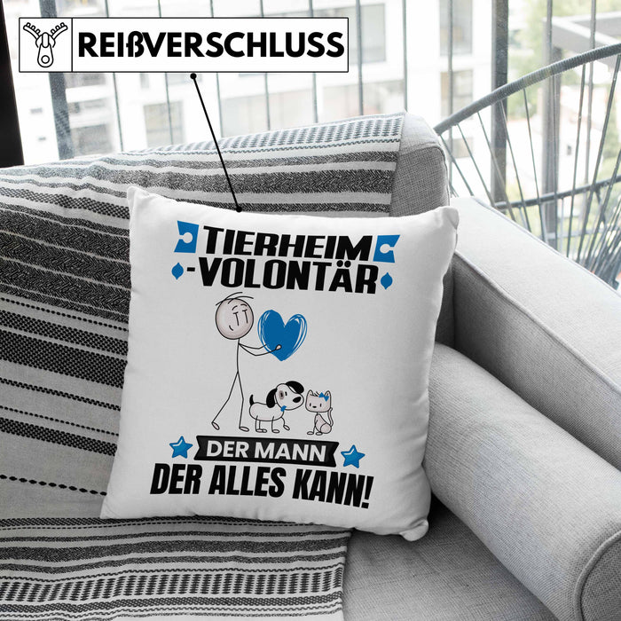 Tierheimvolontär Kissen mit Füllung 40x40 Geschenk für Tierheimvolontär Der Mann Der Alles Kann Geschenkidee zum Geburtstag (Grau) Grau Trendation