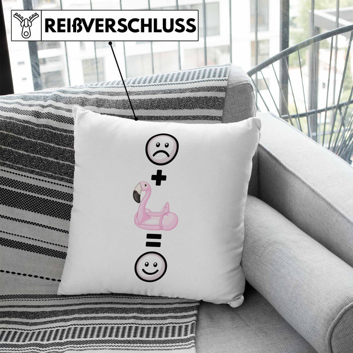 Pool Sommer Kissen mit Füllung 40x40 Geschenk für Sommer Fans Lustige Geschenkidee :( + Sommer = :) Geburtstag (Grau) Blau Trendation