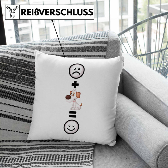 Hund Kissen mit Füllung 40x40 Geschenkidee für Hundemama Hundebesitzer Geburtstag Lustiges Geschenk :( + Hund = :) (Grau) Rosa Trendation