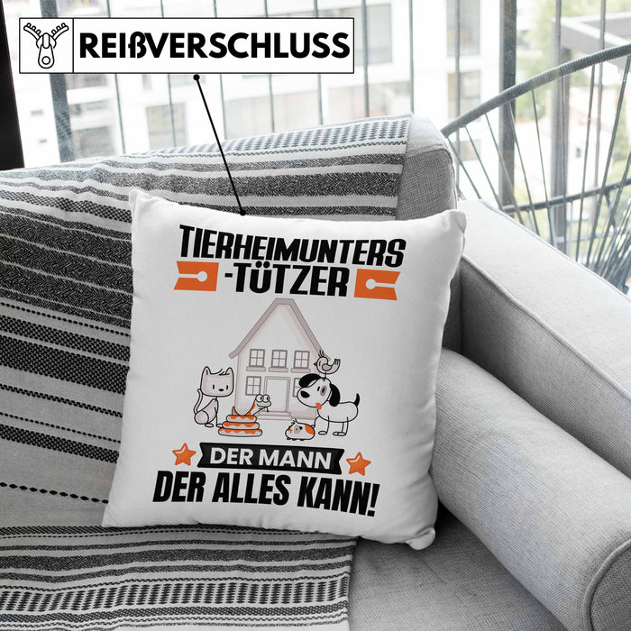 Tierheimunterstützer Kissen mit Füllung 40x40 Geschenk für Tierheimunterstützer Der Mann Der Alles Kann Geschenkidee zum Geburtstag (Grau) Rosa Trendation