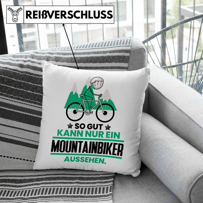 Mountainbiker Geschenk Kissen mit Füllung 40x40 So Gut Kann Nur Ein Mountainbiker Aussehen Geschenkidee (Grau) Blau Trendation