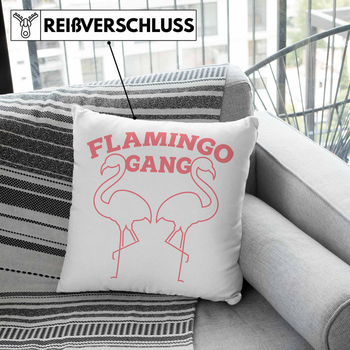 Flamingo Pink Lustige Kissen mit Füllung 40x40 Flamingo-Fans Geschenkidee Flamingo-Gang Aufdruck (Grau) Grün Trendation