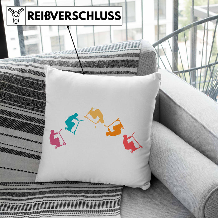 Scooter Roller Fahrer Geschenk Kissen mit Füllung 40x40 Scooterfahrer Geschenkidee Scooting Geschenkidee Jungs Profi Scooterfahrer Pro Grafik (Grau) Grün Trendation
