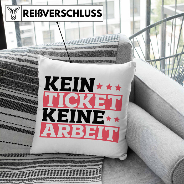 Lustiges Geschenk für IT Support Mitarbeiter Kissen mit Füllung 40x40 "Kein Ticket Keine Arbeit" (Grau) Grau Trendation