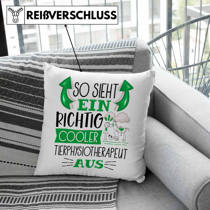 Tierphysiotherapeut Kissen mit Füllung 40x40 So Sieht Ein Richtig Cooler Tierphysiotherapeut Aus Geschenk Lustiger Spruch Geschenkidee (Grau) Blau Trendation