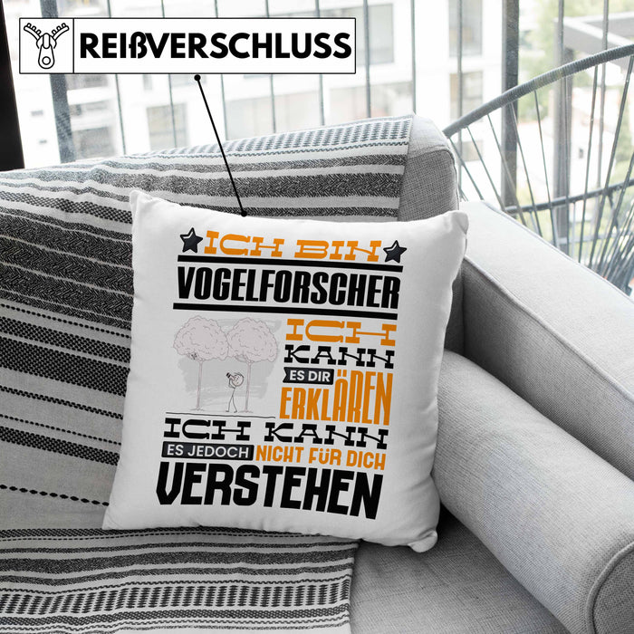 Vogelforscher Geschenk Kaffee-Kissen mit Füllung 40x40 Geschenkidee für Vogelforscher Ich Bin Vogelforscher Ich Kann Es Dir Erklären Jedoch Nicht Für Dich Verstehen Spruch Lustig (Grau) Rosa Trendation