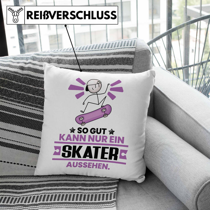 Skater Geschenk Kissen mit Füllung 40x40 So Gut Kann Nur Ein Skater Aussehen Geschenkidee (Grau) Blau Trendation