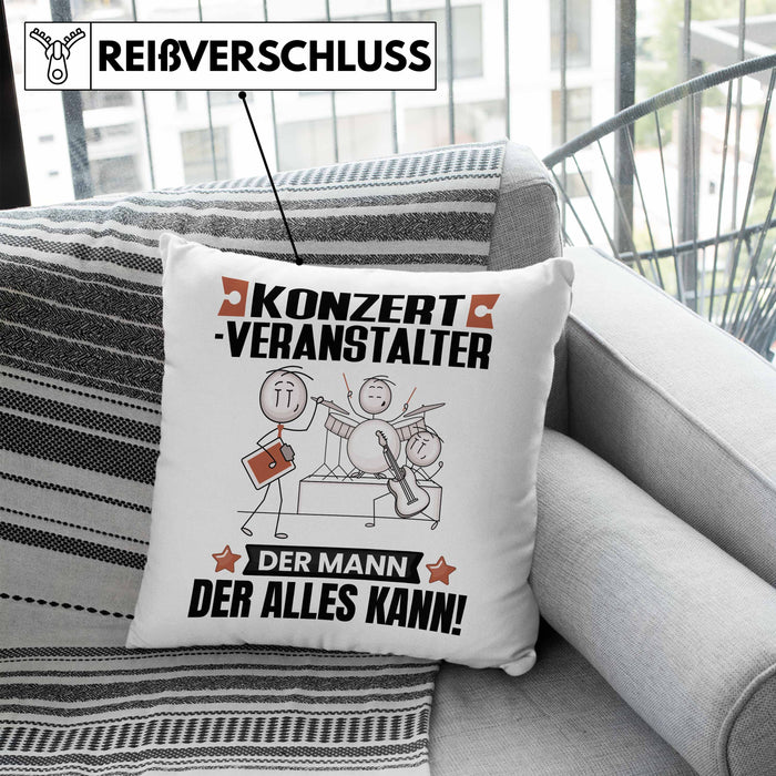 Konzertveranstalter Kissen mit Füllung 40x40 Geschenk für Konzertveranstalter Der Mann Der Alles Kann Geschenkidee zum Geburtstag (Grau) Blau Trendation