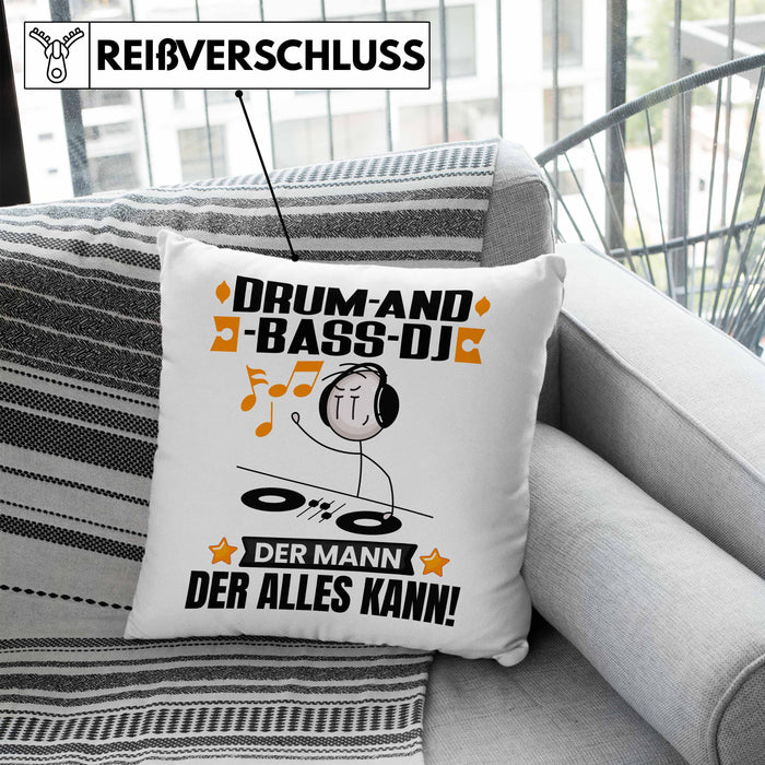 Drum-and-Bass-DJ Kissen mit Füllung 40x40 Geschenk für Drum-and-Bass-DJ Der Mann Der Alles Kann Geschenkidee zum Geburtstag (Grau) Blau Trendation