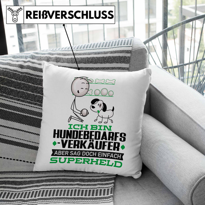 Hundebedarfsverkäufer Geschenk Kissen mit Füllung 40x40 Ich Bin Hundebedarfsverkäufer Aber Sag Doch Einfach Superheld Lustige Geschenkdiee für Hundebedarfsverkäufer (Grau) Grau Trendation