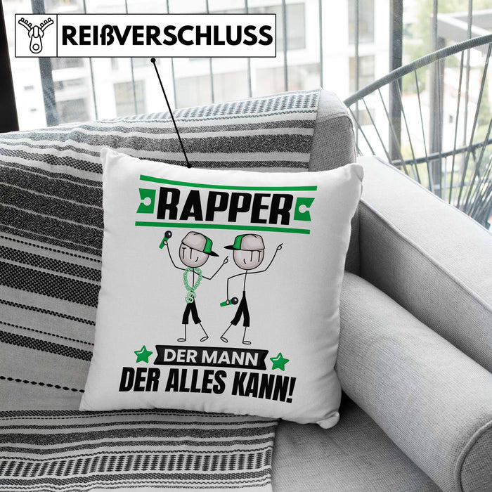 Rapper Kissen mit Füllung 40x40 Geschenk für Rapper Der Mann Der Alles Kann Geschenkidee zum Geburtstag (Grau) Grün Trendation