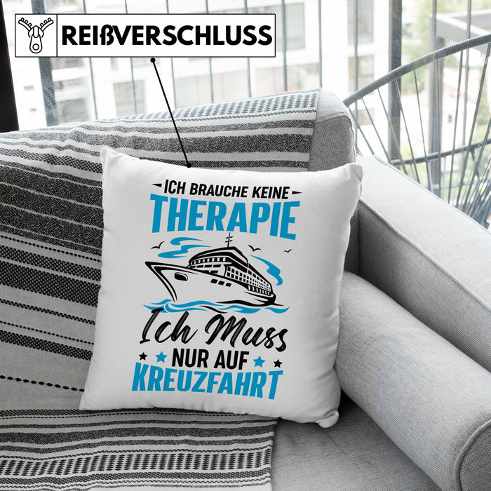 Kreuzfahrt Geschenk Kissen mit Füllung 40x40 Verkündung Geschenkidee für Kreuzfahrt-Fans Schiff (Grau) Grau Trendation