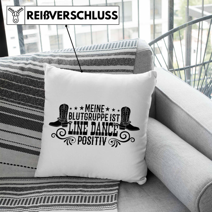 Kissen mit Füllung 40x40 Line Dance Motiv Geschenk für Line Dance Fans Tänzerin Geschenkidee Spruch (Grau) Blau Trendation