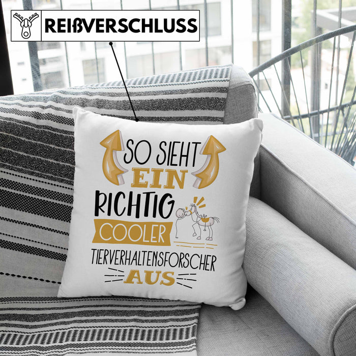 Tierverhaltensforscher Kissen mit Füllung 40x40 So Sieht Ein Richtig Cooler Tierverhaltensforscher Aus Geschenk Lustiger Spruch Geschenkidee (Grau) Rosa Trendation