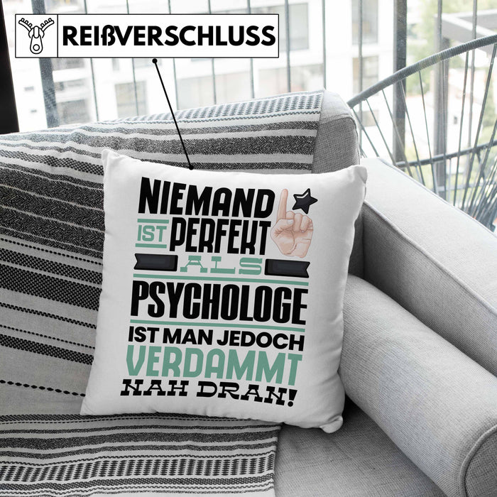 Psychologe Geschenk Kissen mit Füllung 40x40 Lustige Geschenkidee für Psychologe Geburtstag Niemand Ist Perfekt Aber Als Psychologe Ist Man Nah Dran (Grau) Grau Trendation