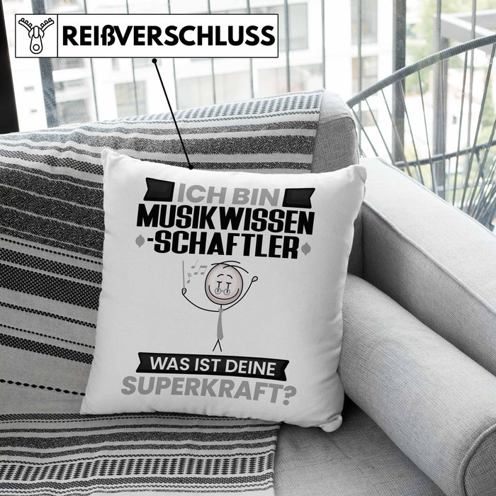 Musikwissenschaftler Kissen mit Füllung 40x40 Geschenk für Musikwissenschaftler Geburtstag Lustiger Spruch Was Ist Deine Superkraft (Grau) Grau Trendation