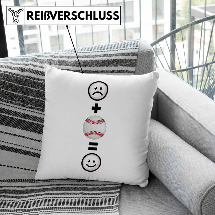 Baseball Kissen mit Füllung 40x40 Geschenk für Baseball-Spieler Lustige Geschenkidee :( + Baseball = :) Geburtstag (Grau) Rosa Trendation