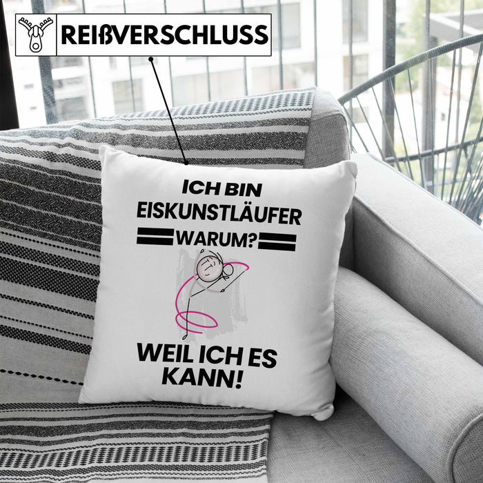 Eiskunstläufer Geschenk Kissen mit Füllung 40x40 Lustiger Spruch Ich Bin Eiskunstläufer Warum Weil Ich Es Kann Geschenkidee Bester Eiskunstläufer Geburtstag (Grau) Blau Trendation