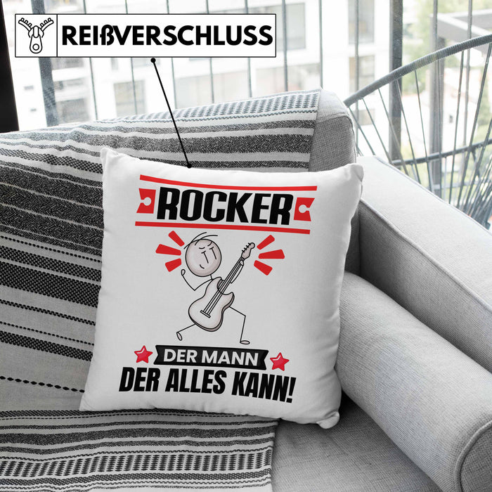 Rocker Kissen mit Füllung 40x40 Geschenk für Rocker Der Mann Der Alles Kann Geschenkidee zum Geburtstag (Grau) Grau Trendation