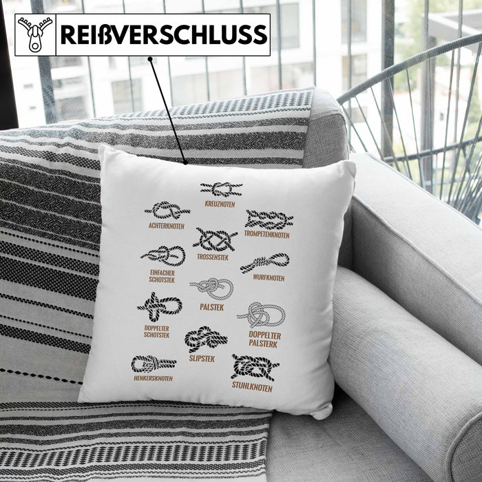 Seemannsknoten Kissen mit Füllung 40x40 Geschenk Segeln und Motorboot Arten Von Knoten (Grau) Grün Trendation