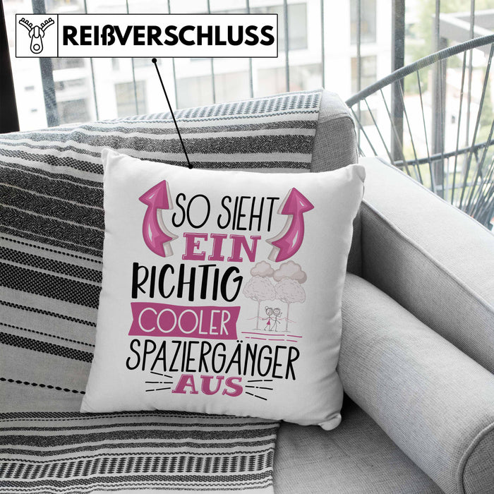 So Sieht Ein Richtig Cooler Spaziergänger Aus Geschenk Kissen mit Füllung 40x40 Lustiger Spruch Geschenkidee (Grau) Blau Trendation
