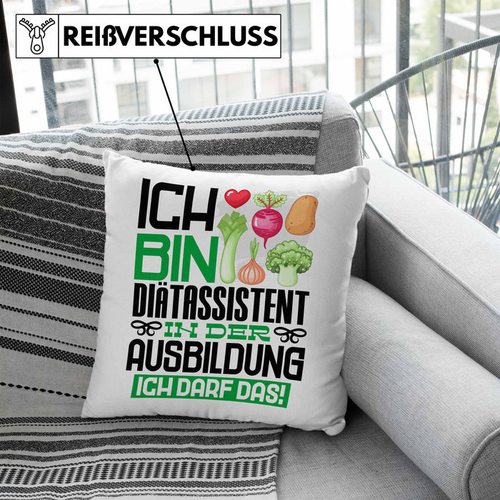 Diätassistent Ausbildung Kissen mit Füllung 40x40 Geschenk Ich Bin Diätassistent In Der Ausbildung Ich Darf Das Geschenkidee Spruch (Grau) Blau Trendation