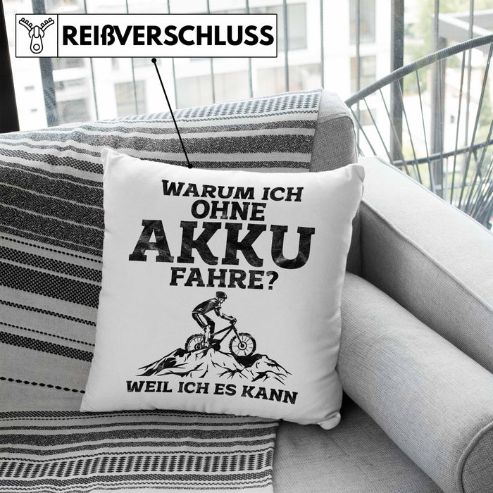 Lustige Geschenkidee Radfahrer Kissen mit Füllung 40x40 Anti-E-Bike Spruch (Grau) Blau Trendation