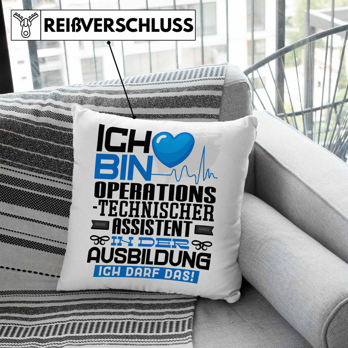 Operationstechnischer Assistent Ausbildung Kissen mit Füllung 40x40 Geschenk Ich Bin Operationstechnischer Assistent In Der Ausbildung Ich Darf Das Geschenkidee Spruch (Grau) Blau Trendation