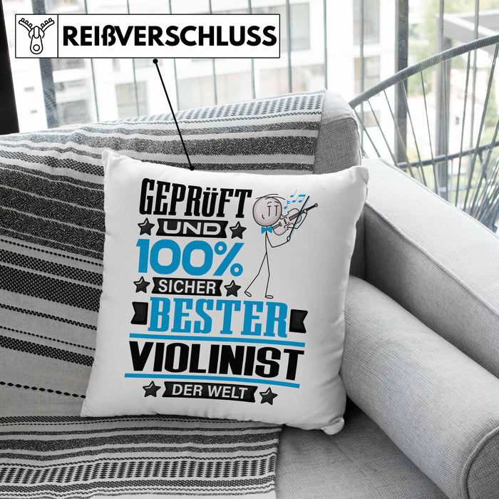 Violinist Geschenk Lustiger Spruch für Violinist Geschenkidee Bester Violinist Der WeltKissen mit Füllung 40x40 (Grau) Rosa Trendation