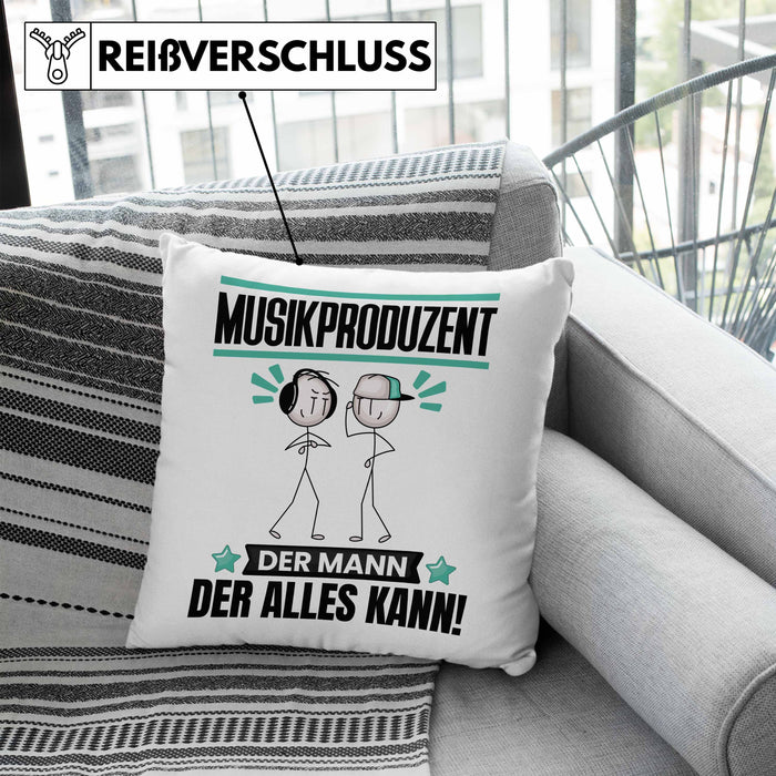 Musikproduzent Kissen mit Füllung 40x40 Geschenk für Musikproduzent Der Mann Der Alles Kann Geschenkidee zum Geburtstag (Grau) Blau Trendation