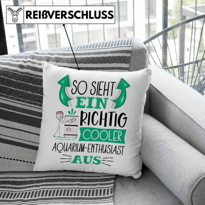 Aquarium-Enthusiast Kissen mit Füllung 40x40 So Sieht Ein Richtig Cooler Aquarium-Enthusiast Aus Geschenk Lustiger Spruch Geschenkidee (Grau) Rosa Trendation