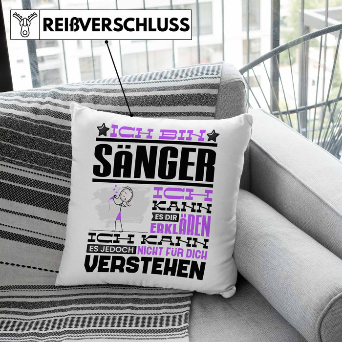 Sänger Geschenk Kissen mit Füllung 40x40 Geschenkidee für Sänger Geburtstag Lustiger Spruch Ich Bin Sänger Ich Kann Es Dir Erklären Aber Nicht Für Dich Verstehen (Grau) Grün Trendation