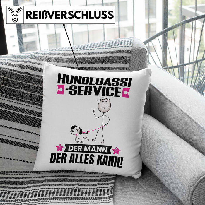 Hundegassi-Service Kissen mit Füllung 40x40 Geschenk für Hundegassi-Service Der Mann Der Alles Kann Geschenkidee zum Geburtstag (Grau) Grün Trendation