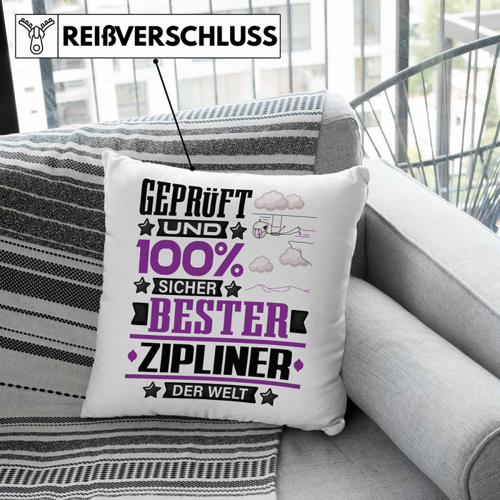 Zipliner Geschenk Lustiger Spruch für Zipliner Geschenkidee Bester Zipliner Der WeltKissen mit Füllung 40x40 (Grau) Grau Trendation