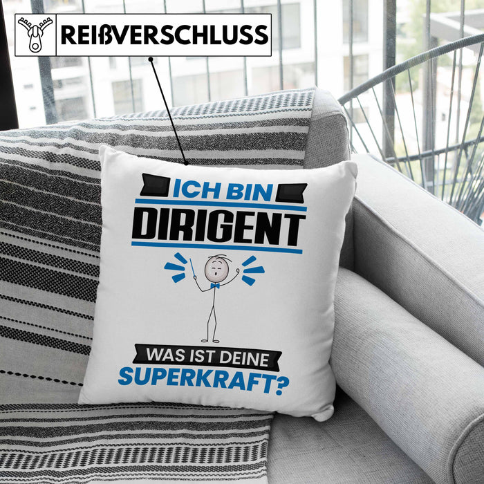 Dirigent Kissen mit Füllung 40x40 Geschenk für Dirigent Geburtstag Lustiger Spruch Was Ist Deine Superkraft (Grau) Grün Trendation