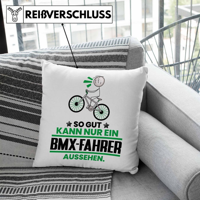 BMX-Fahrer Geschenk Kissen mit Füllung 40x40 So Gut Kann Nur Ein BMX-Fahrer Aussehen Geschenkidee (Grau) Blau Trendation