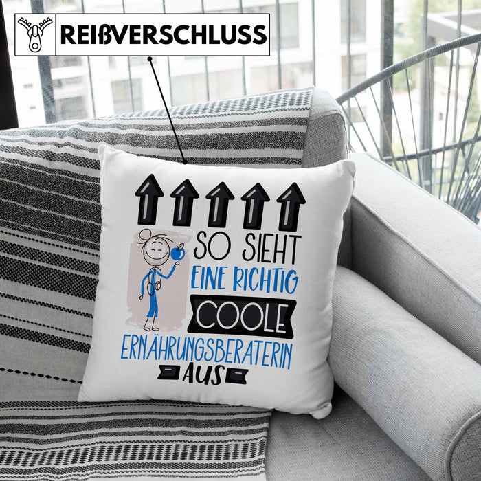 Ernährungsberaterin Geschenk Kissen mit Füllung 40x40 Lustig Geschenkidee für Ernährungsberaterin Geburtstag So Sieht Eine Richtig Coole Ernährungsberaterin Aus Frauen Spruch (Grau) Grün Trendation