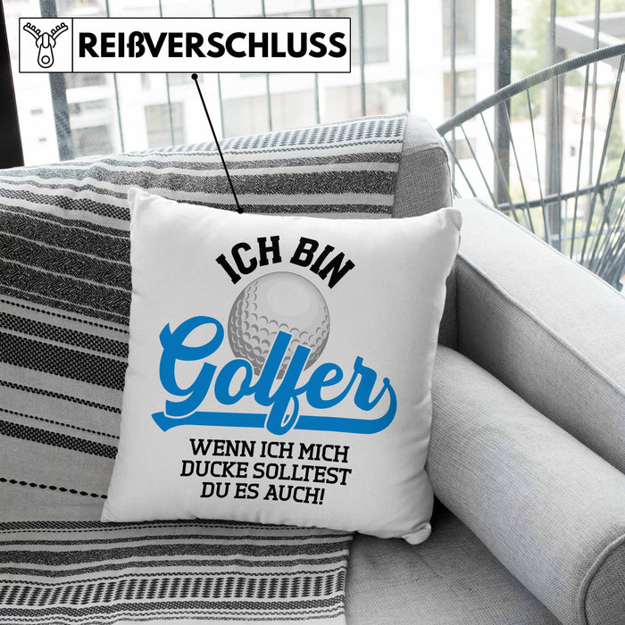Golf Geschenke Für Männer Frauen Kinder Lustig Kissen mit Füllung 40x40 mit Spruch Golfspieler Kissen mit Füllung 40x40 Damen Witzig (Grau) Grün Trendation