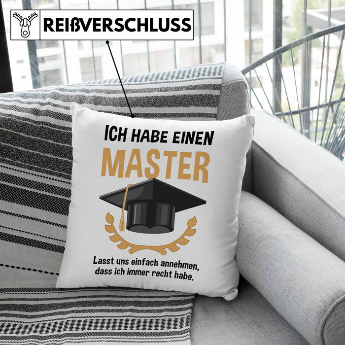 Master Prüfung Kissen mit Füllung 40x40 bestanden Geschenk Abschluss Masterarbeit Exam Prüfung Graduation (Grau) Rosa Trendation