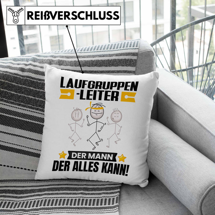 Laufgruppenleiter Kissen mit Füllung 40x40 Geschenk für Laufgruppenleiter Der Mann Der Alles Kann Geschenkidee zum Geburtstag (Grau) Rosa Trendation
