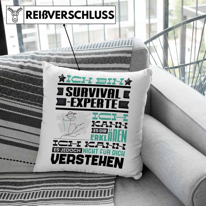 Survival-Experte Geschenk Kaffee-Kissen mit Füllung 40x40 Geschenkidee für Survival-Experte Ich Bin Survival-Experte Ich Kann Es Dir Erklären Jedoch Nicht Für Dich Verstehen Spruch Lustig (Grau) Grün Trendation