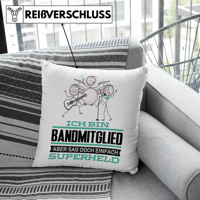 Bandmitglied Geschenk Kissen mit Füllung 40x40 Ich Bin Bandmitglied Aber Sag Doch Einfach Superheld Lustige Geschenkdiee für Bandmitglied (Grau) Rosa Trendation